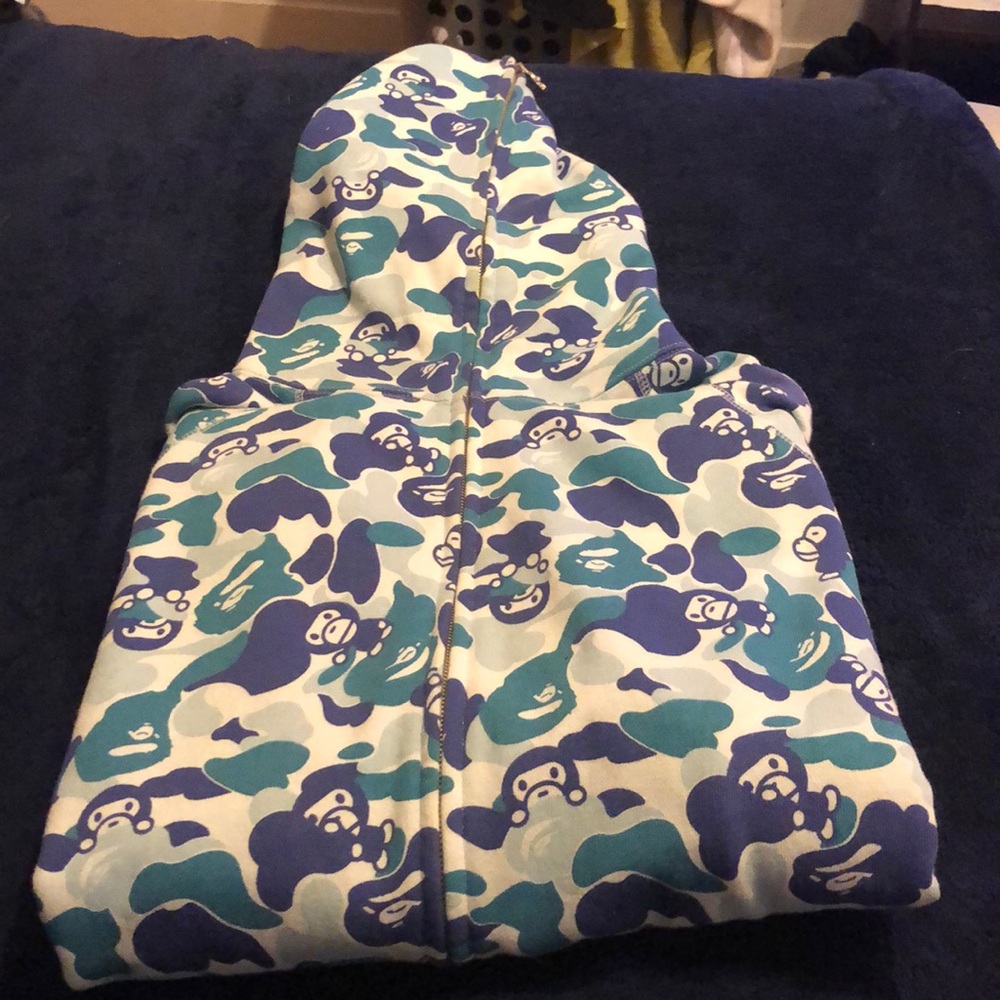 OG authentic baby Milo/bape camo blue hoodie RARE